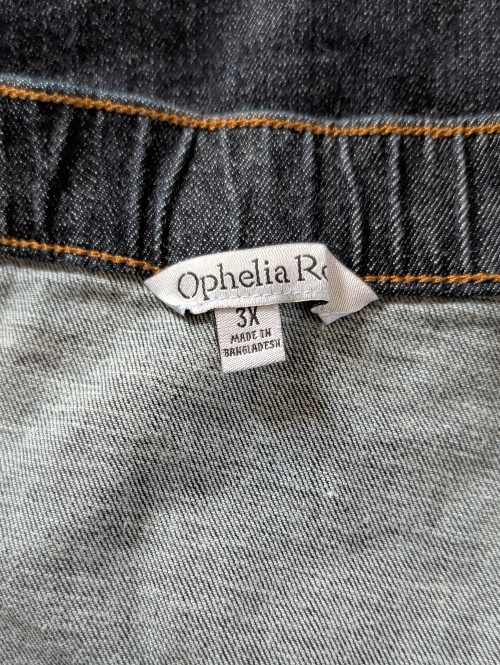NWT Women's Size 3X Ophelia Roe Dark Wash Jean Skirt With Pockets/Elastic Waist
